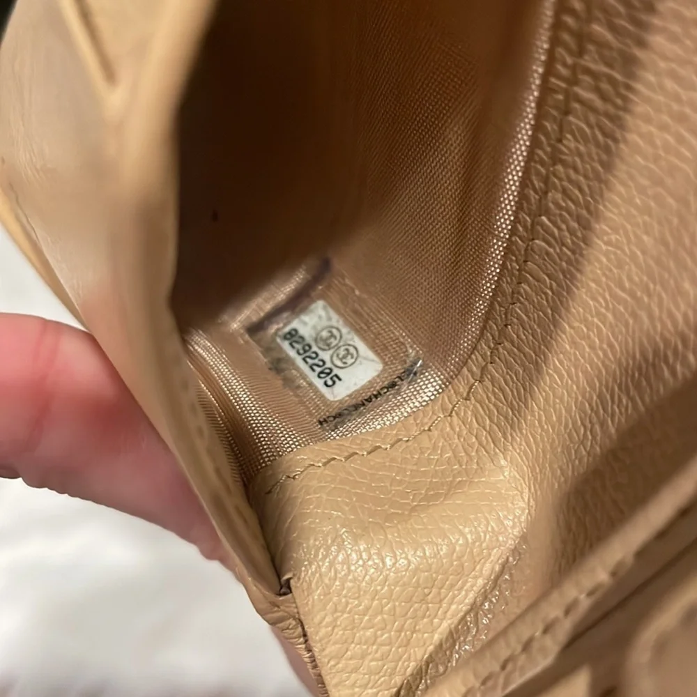 Chanel Beige Leather Wallet - Classic CC Embossed